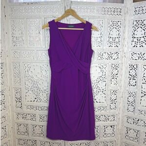 Lauren Ralph Lauren Purple Ruched Dress Sz 10 Career Classic Cocktail